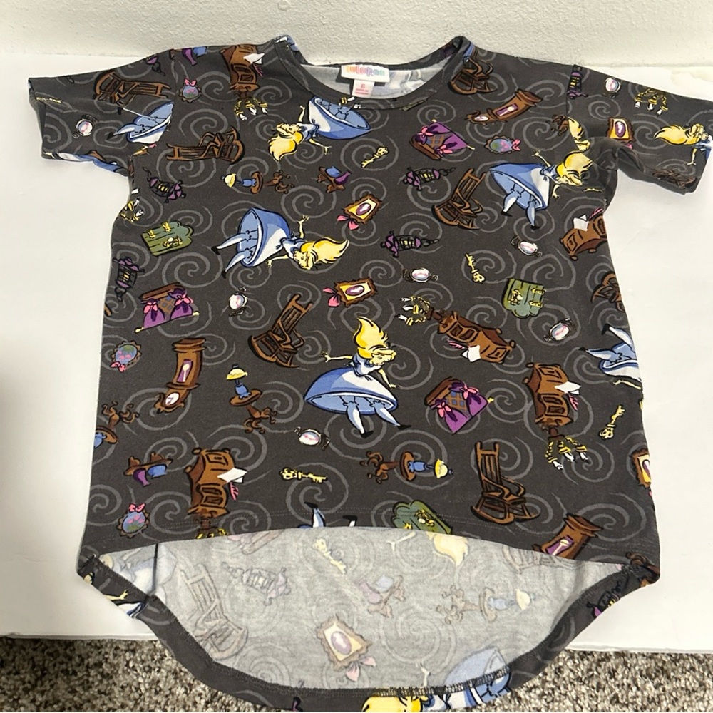 LuLaRoe Disney Kids Gracie Tunic hi-lo top. Size 6 Alice In Wonderland NWOT - Picture 4 of 11